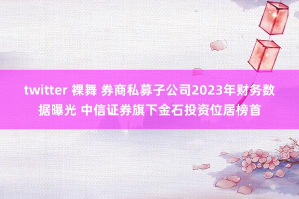 twitter 裸舞 券商私募子公司2023年财务数据曝光 中信证券旗下金石投资位居榜首