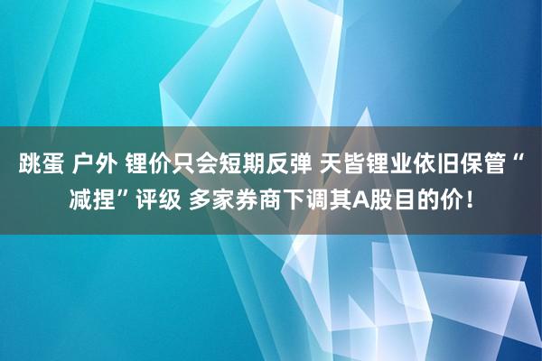 跳蛋 户外 锂价只会短期反弹 天皆锂业依旧保管“减捏”评级 多家券商下调其A股目的价！