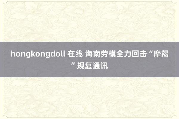 hongkongdoll 在线 海南劳模全力回击“摩羯”规复通讯