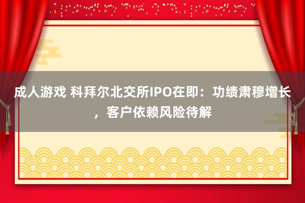 成人游戏 科拜尔北交所IPO在即：功绩肃穆增长，客户依赖风险待解