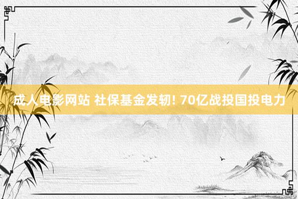 成人电影网站 社保基金发轫! 70亿战投国投电力