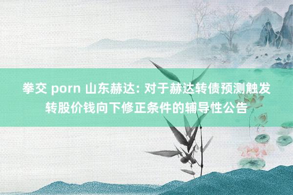 拳交 porn 山东赫达: 对于赫达转债预测触发转股价钱向下修正条件的辅导性公告