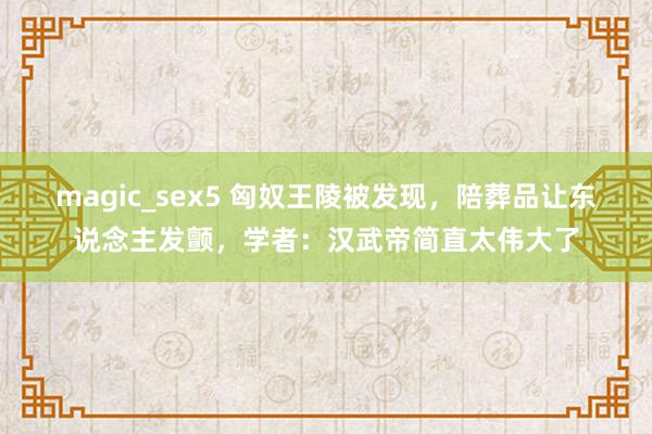 magic_sex5 匈奴王陵被发现，陪葬品让东说念主发颤，学者：汉武帝简直太伟大了