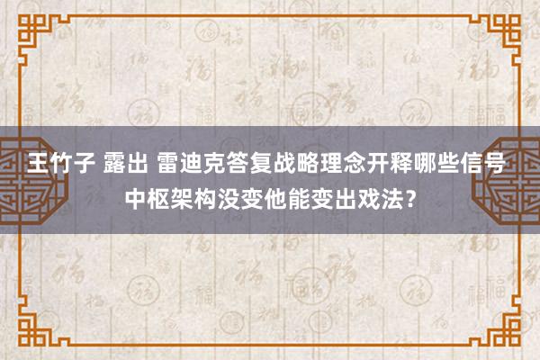 王竹子 露出 雷迪克答复战略理念开释哪些信号 中枢架构没变他能变出戏法？