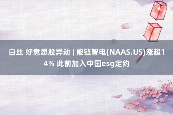 白丝 好意思股异动 | 能链智电(NAAS.US)涨超14% 此前加入中国esg定约