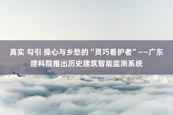 真实 勾引 操心与乡愁的“灵巧看护者”——广东建科院推出历史建筑智能监测系统