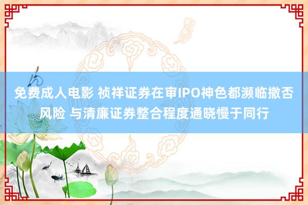 免费成人电影 祯祥证券在审IPO神色都濒临撤否风险 与清廉证券整合程度通晓慢于同行