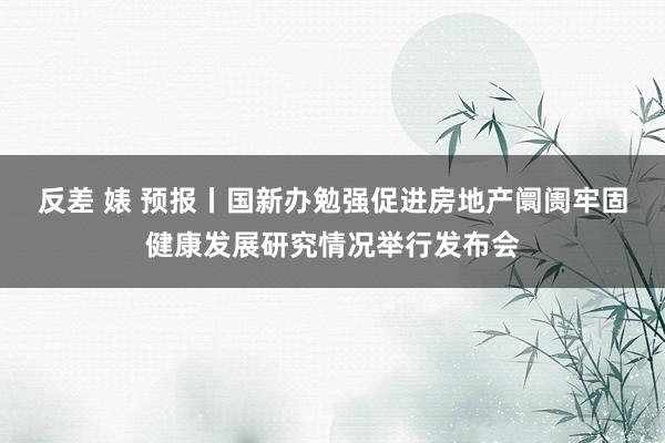 反差 婊 预报丨国新办勉强促进房地产阛阓牢固健康发展研究情况举行发布会