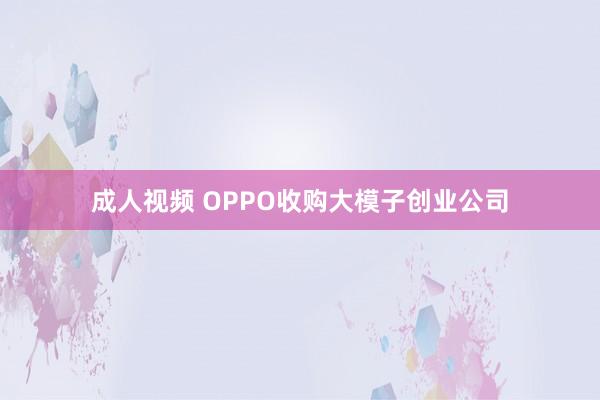 成人视频 OPPO收购大模子创业公司