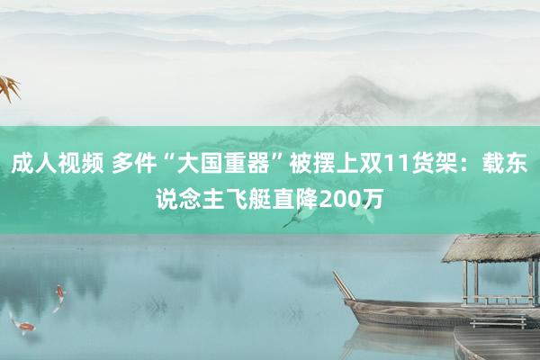 成人视频 多件“大国重器”被摆上双11货架：载东说念主飞艇直降200万