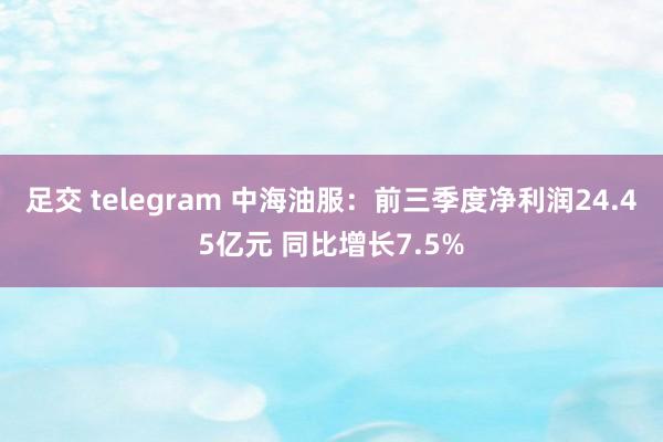 足交 telegram 中海油服：前三季度净利润24.45亿元 同比增长7.5%