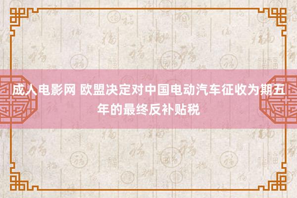 成人电影网 欧盟决定对中国电动汽车征收为期五年的最终反补贴税