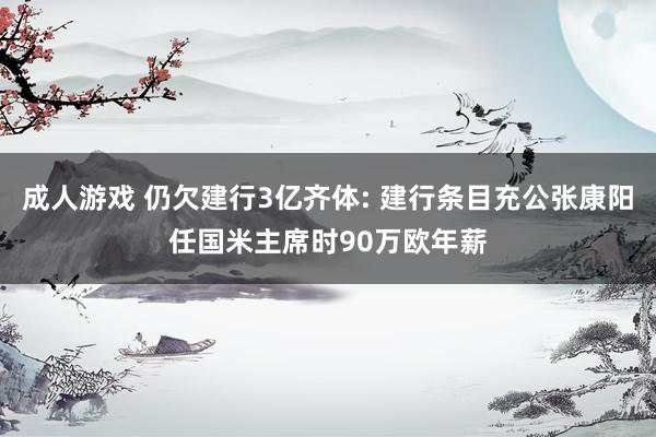 成人游戏 仍欠建行3亿齐体: 建行条目充公张康阳任国米主席时90万欧年薪