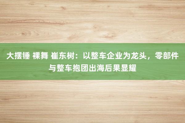 大摆锤 裸舞 崔东树：以整车企业为龙头，零部件与整车抱团出海后果显耀