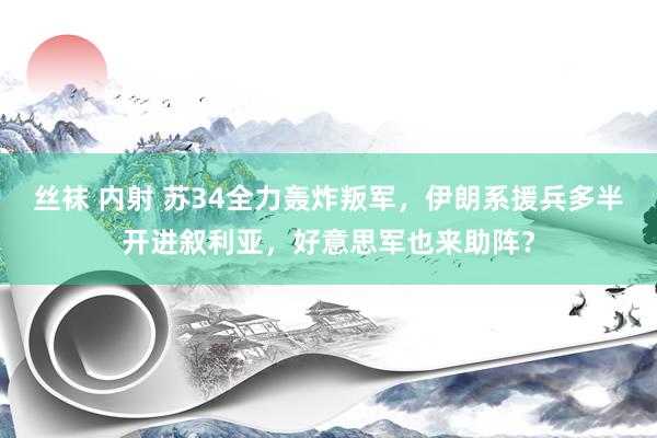 丝袜 内射 苏34全力轰炸叛军，伊朗系援兵多半开进叙利亚，好意思军也来助阵？