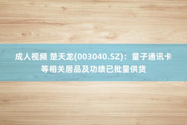 成人视频 楚天龙(003040.SZ)：量子通讯卡等相关居品及功绩已批量供货