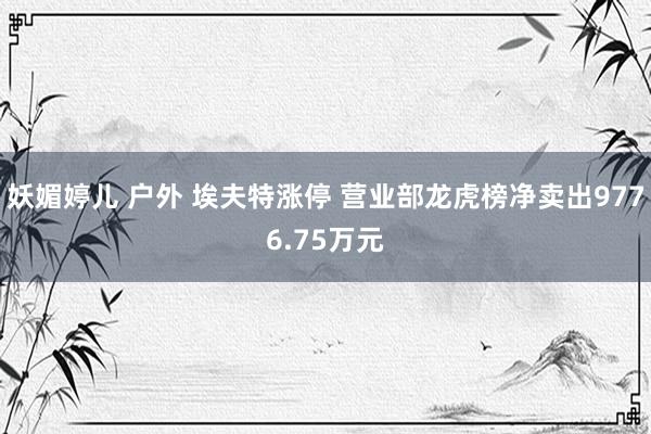 妖媚婷儿 户外 埃夫特涨停 营业部龙虎榜净卖出9776.75万元