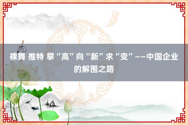 裸舞 推特 攀“高”向“新”求“变”——中国企业的解围之路