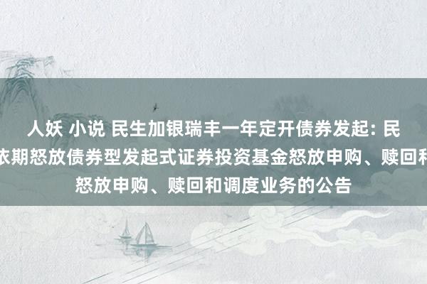 人妖 小说 民生加银瑞丰一年定开债券发起: 民生加银瑞丰一年依期怒放债券型发起式证券投资基金怒放申购、赎回和调度业务的公告