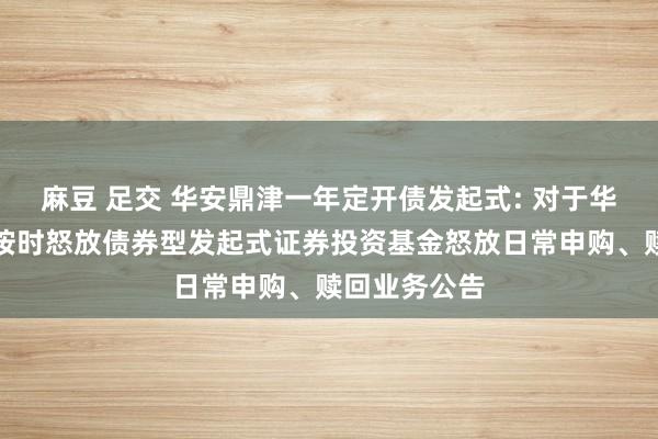 麻豆 足交 华安鼎津一年定开债发起式: 对于华安鼎津一年按时怒放债券型发起式证券投资基金怒放日常申购、赎回业务公告