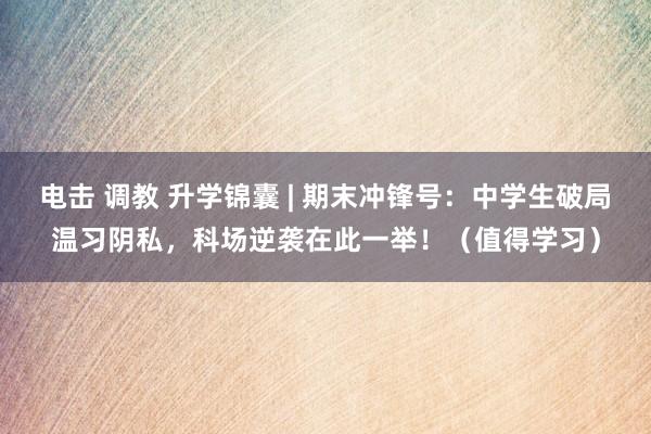 电击 调教 升学锦囊 | 期末冲锋号：中学生破局温习阴私，科场逆袭在此一举！（值得学习）