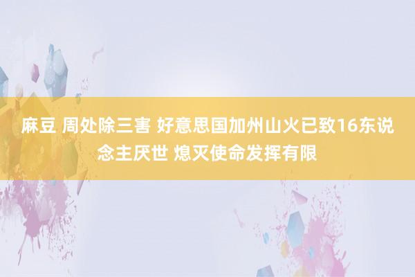 麻豆 周处除三害 好意思国加州山火已致16东说念主厌世 熄灭使命发挥有限