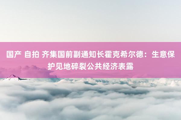 国产 自拍 齐集国前副通知长霍克希尔德：生意保护见地碎裂公共经济表露